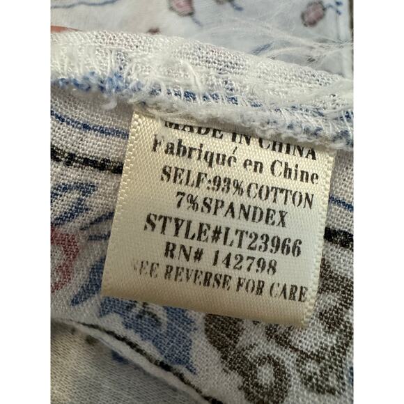 Addie Women's Tops Small Boho Flare Sleeve Loose Fit Floral V-Neck Cotton - Picture 6 of 6